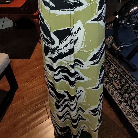Vintage Nine West Long Dress Olive Green and Black Size 6 - Picture 8 of 9